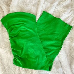zara green ruched tube dress